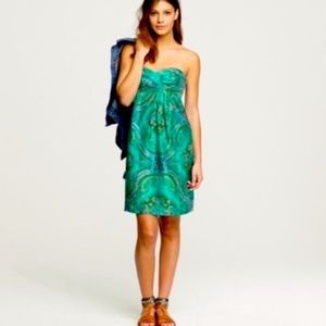 J. Crew “Casbah” 100% Silk Teal Strapless mini Dress Size 6 green blue